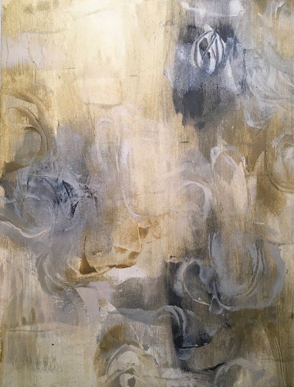 Pigment stick and encaustic painting in browns and dark blues